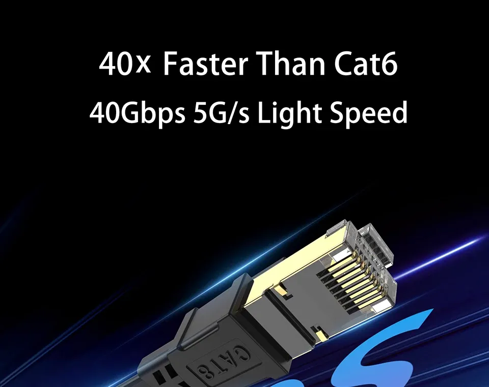 Câble Ethernet plat CAT 8 en situation