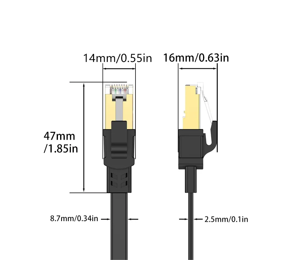 Câble Ethernet plat CAT 8, finition premium
