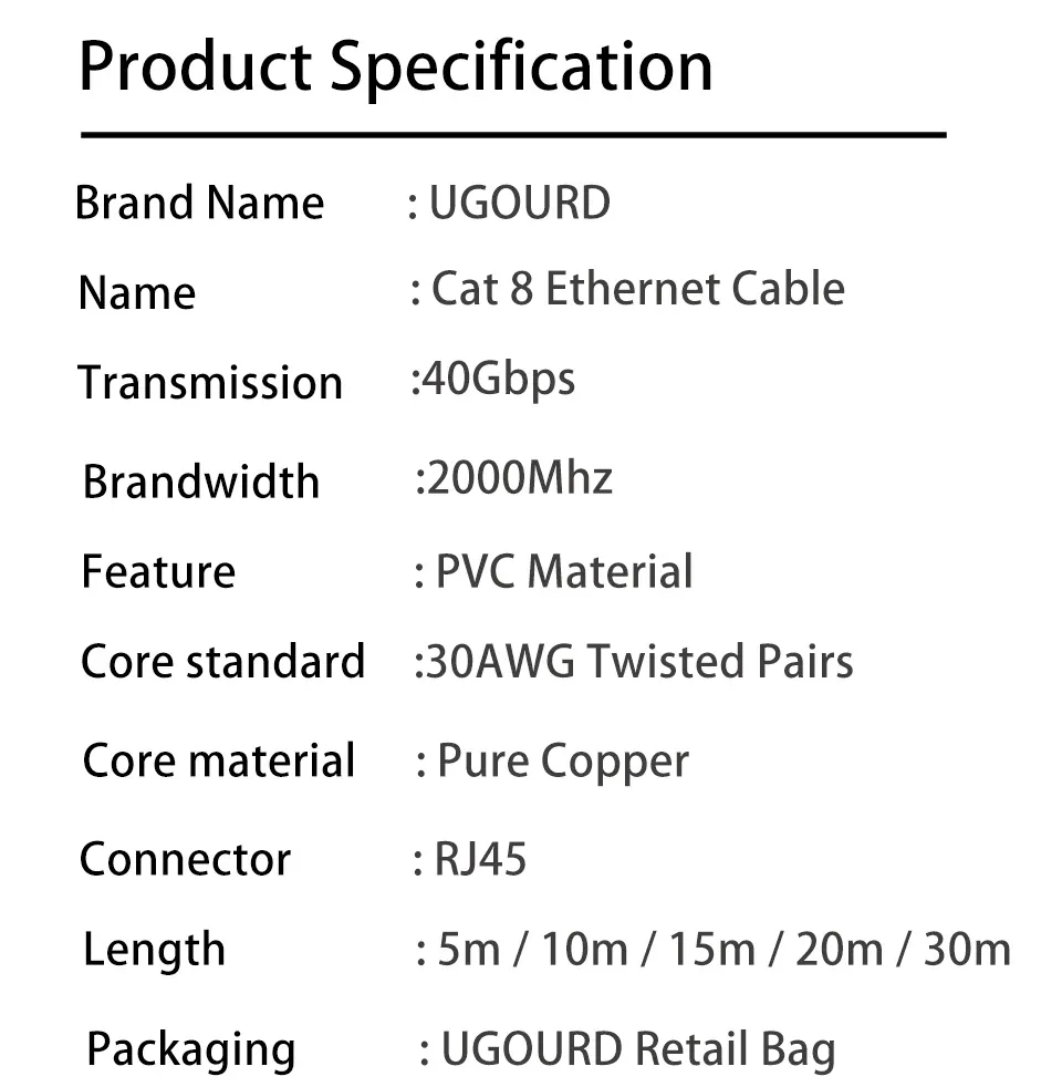 Câble Ethernet plat CAT 8 pour setup gaming