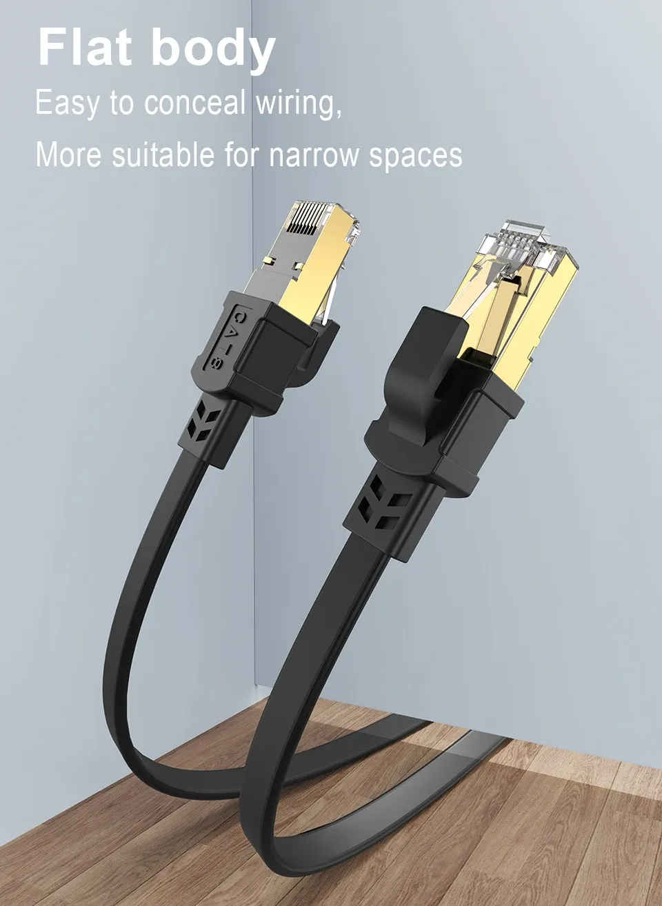 Câble Ethernet plat CAT 8 installé