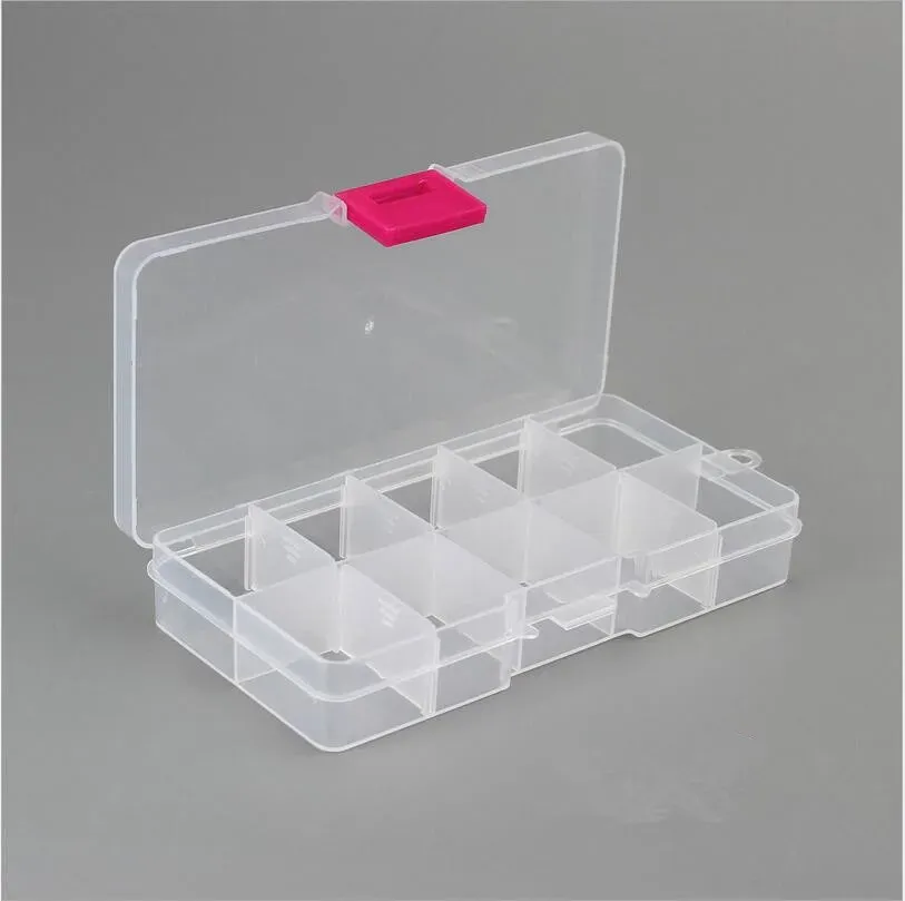 Boîte de rangement pour bijoux en plastique à 10 compartiments ajustables, organiseur de bijoux pour perles et fabrication de bijoux DIY, Joyero Organizador Z28 8