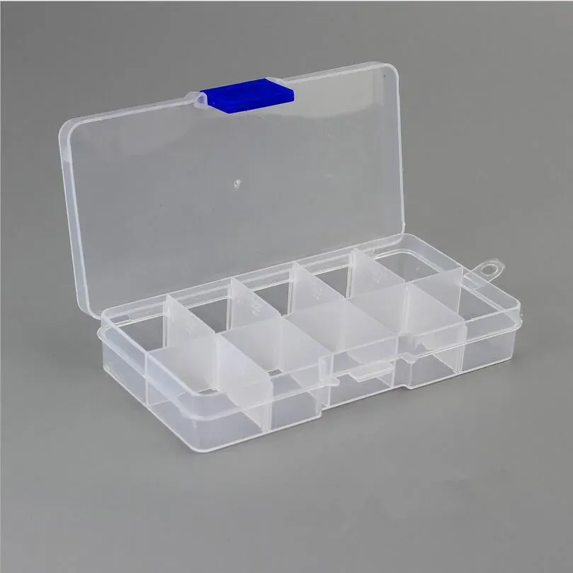 Boîte de rangement pour bijoux en plastique à 10 compartiments ajustables, organiseur de bijoux pour perles et fabrication de bijoux DIY, Joyero Organizador Z28 9