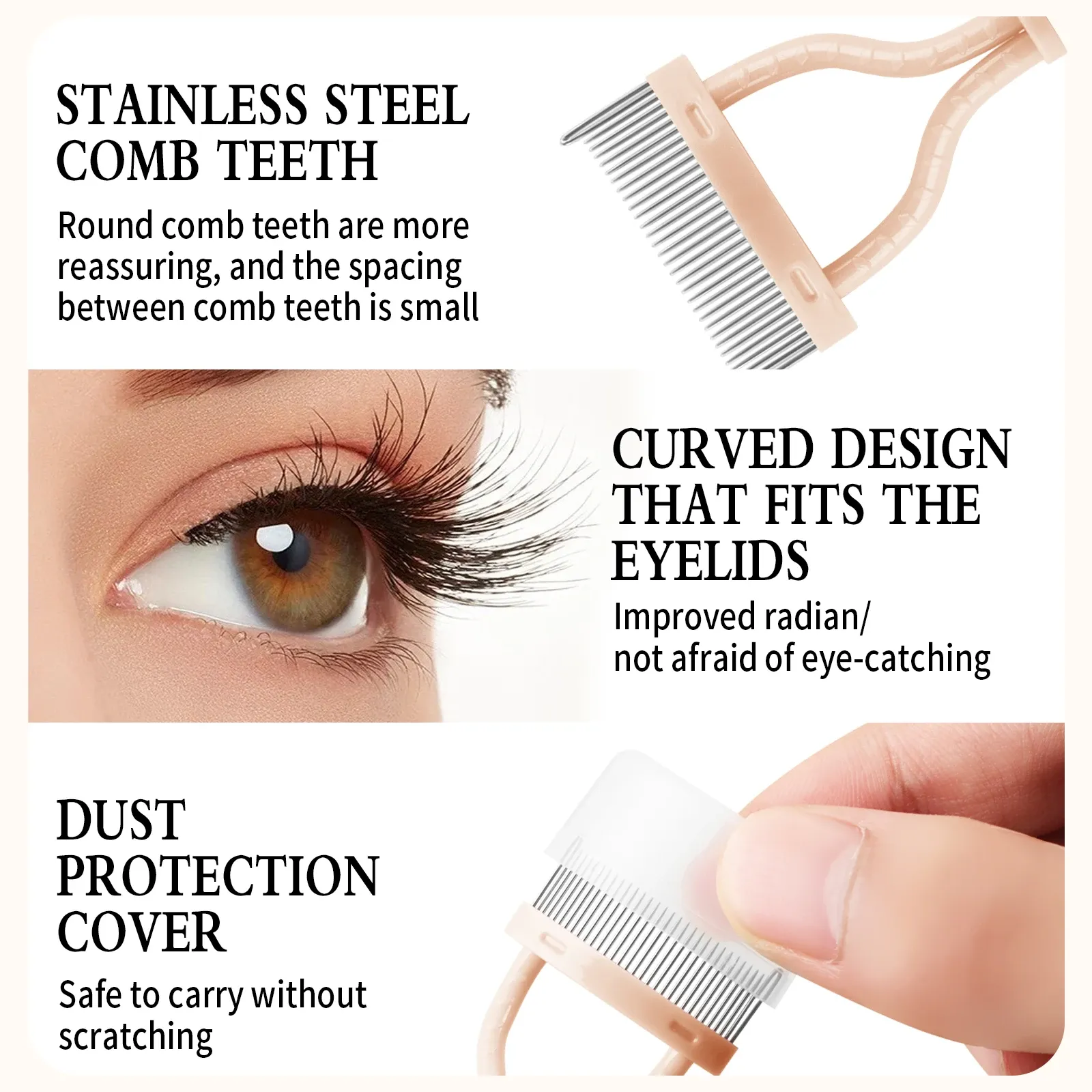 Peigne à cils au design incurvé, dans son étui