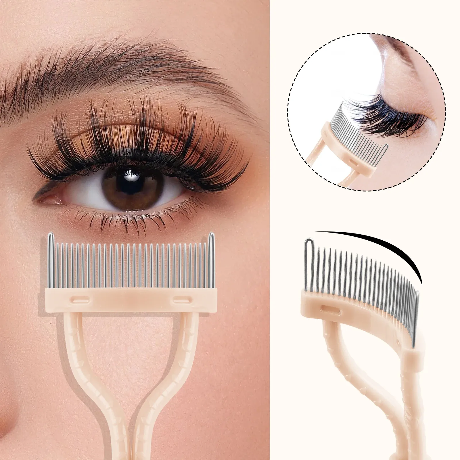 Peigne à cils au design incurvé, rendu