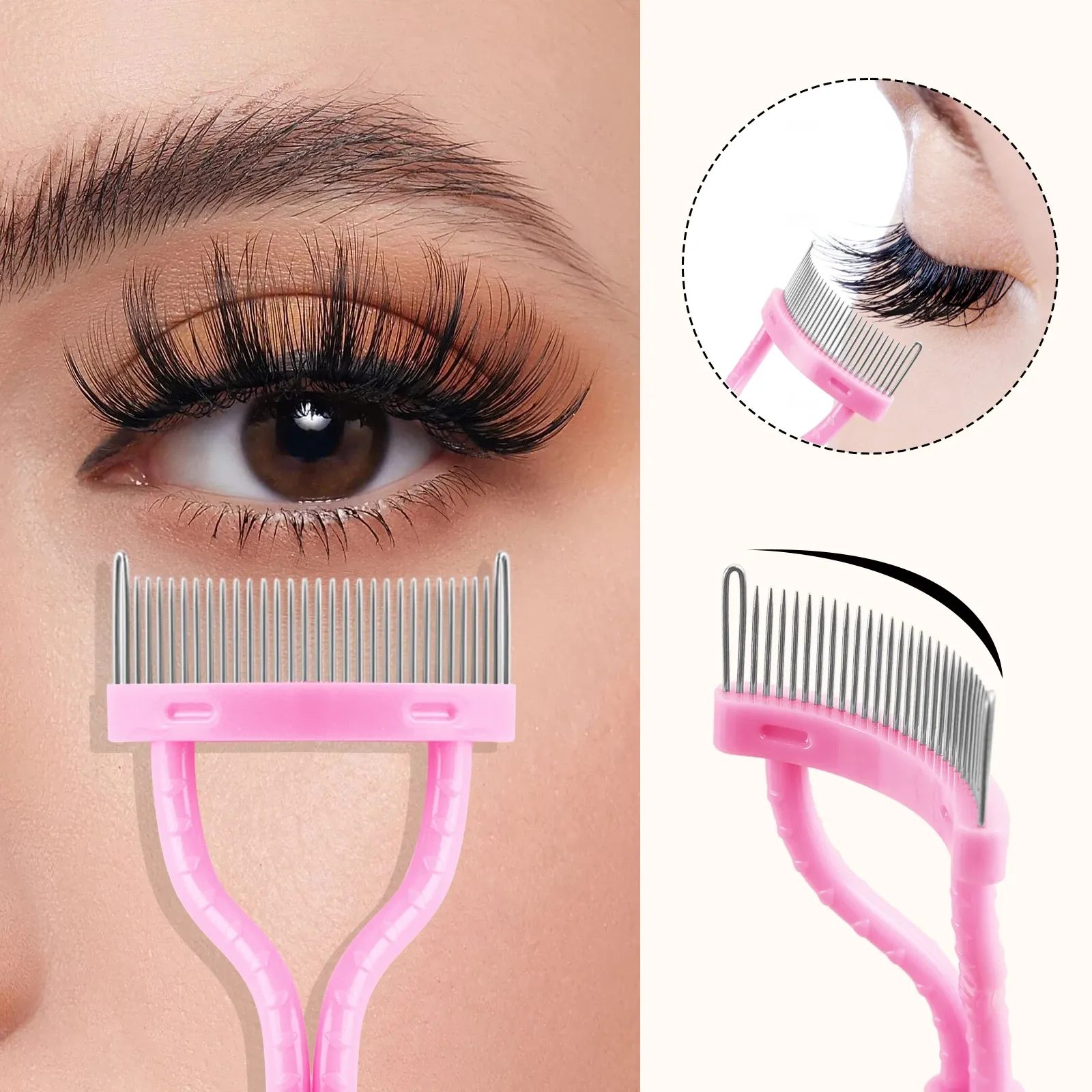 Peigne à cils au design incurvé, utilisation