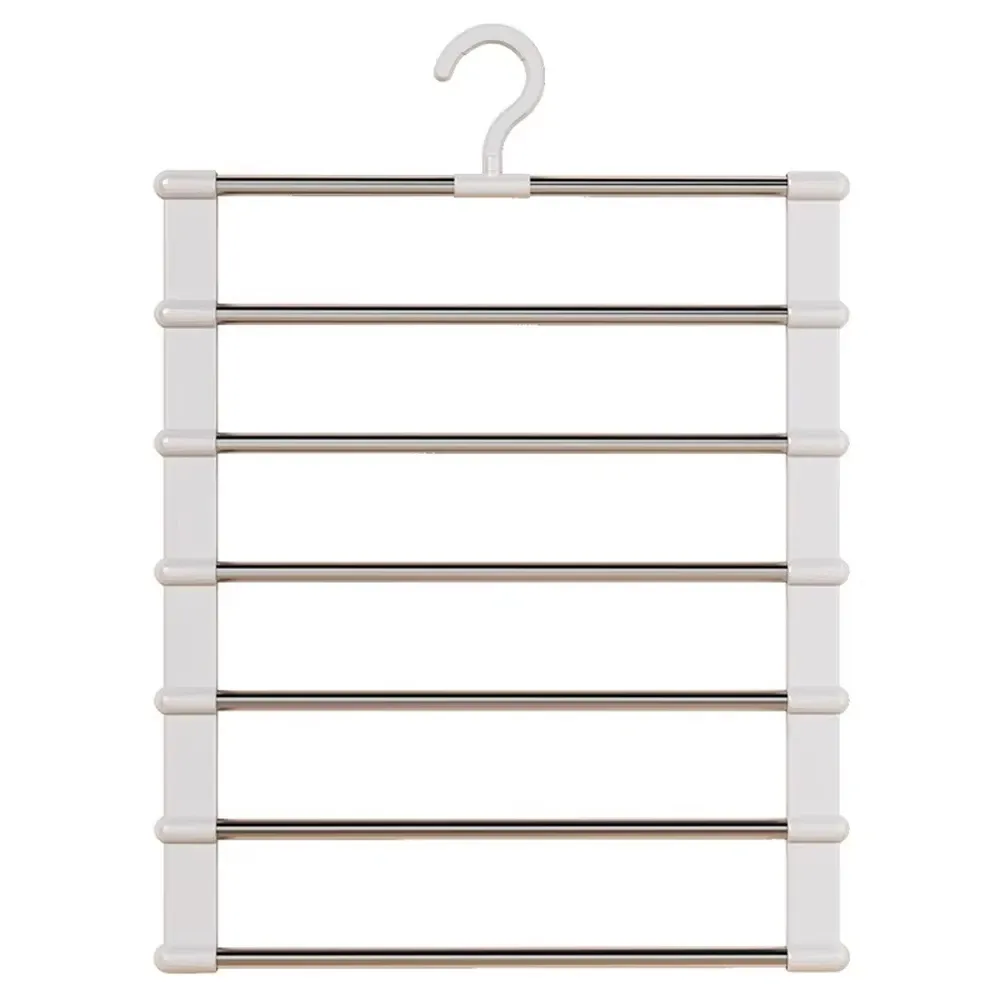 Cintre à pantalon pliable multi-niveaux à clips antidérapants, organisateur de placard gain de place 7