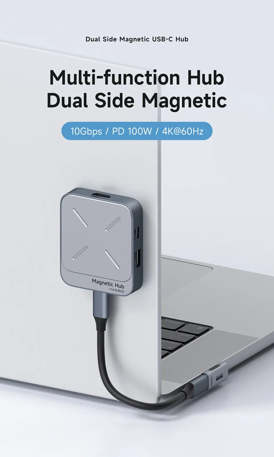 Hub magnétique USB-C Hagibis, détail du design