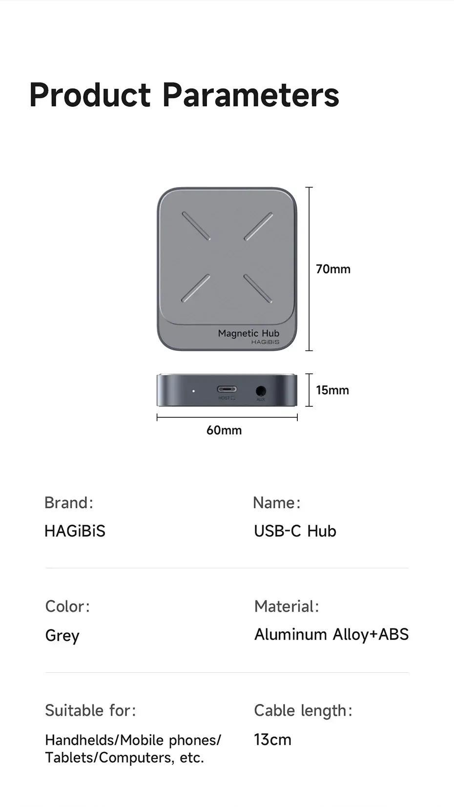 Hub magnétique USB-C Hagibis, finitions