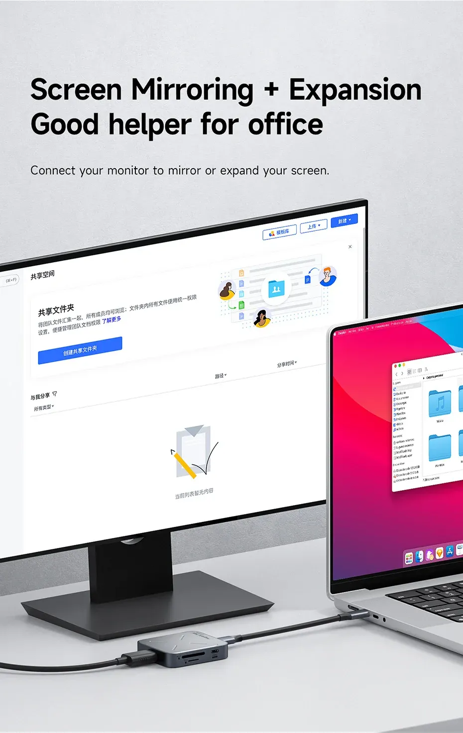 Hub magnétique USB-C Hagibis, affichage sur écran externe