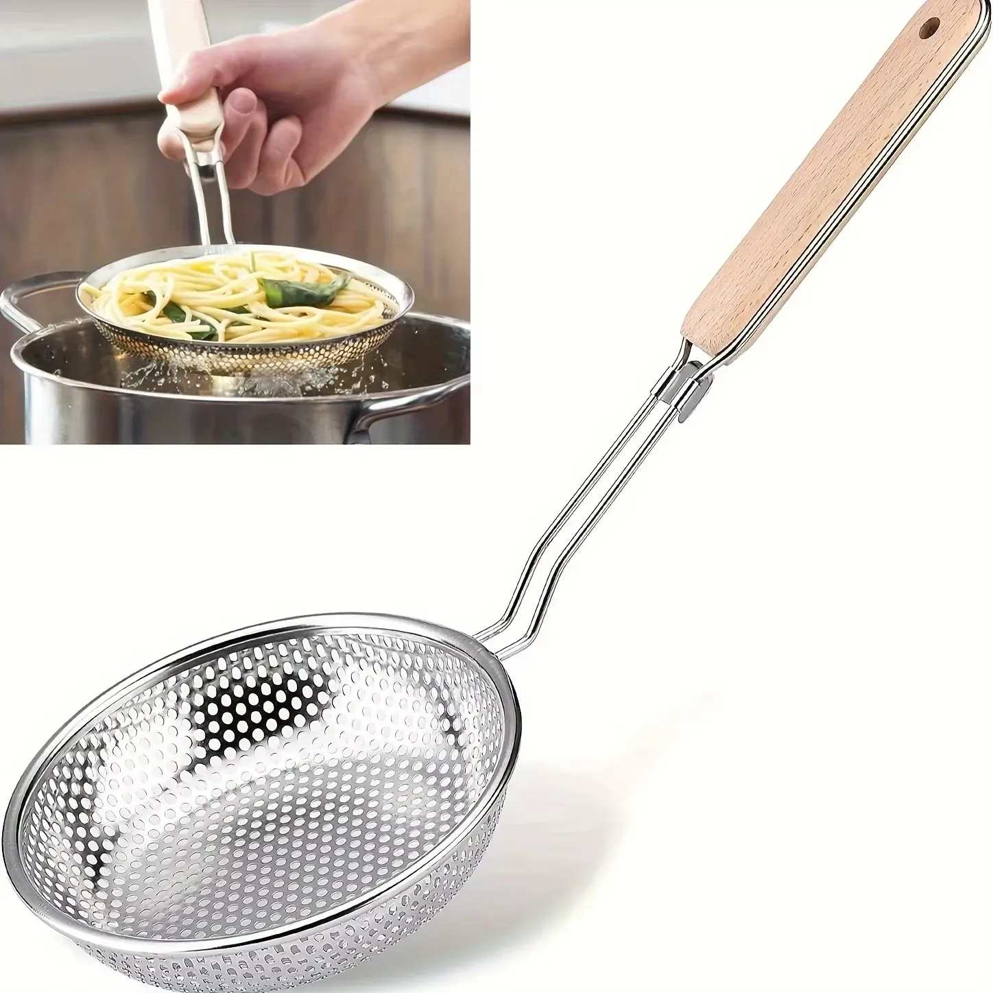 Cuillère de service en acier inoxydable pour restaurant, louche filtrante à soupe et à riz, grand format, finition argentée 7