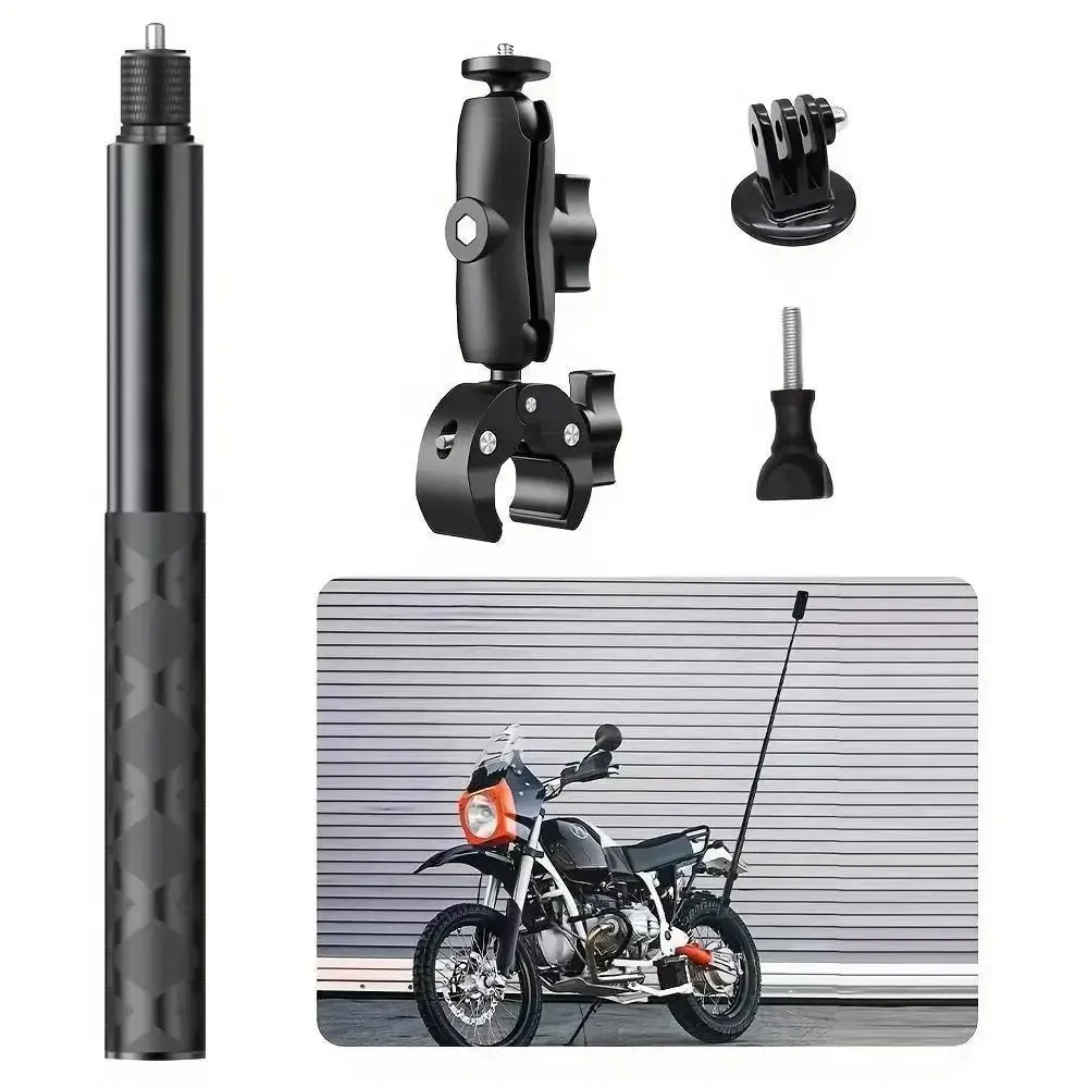 Support de moto pour Insta360 X2, X3, X4, X5 – Perche selfie et monopode pour guidon, kit d'accessoires 3