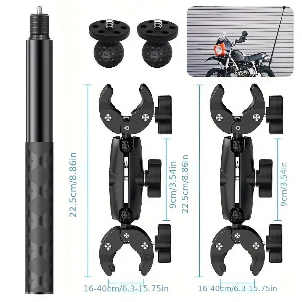 Support de moto pour Insta360 X2, X3, X4, X5 – Perche selfie et monopode pour guidon, kit d'accessoires - Image 1