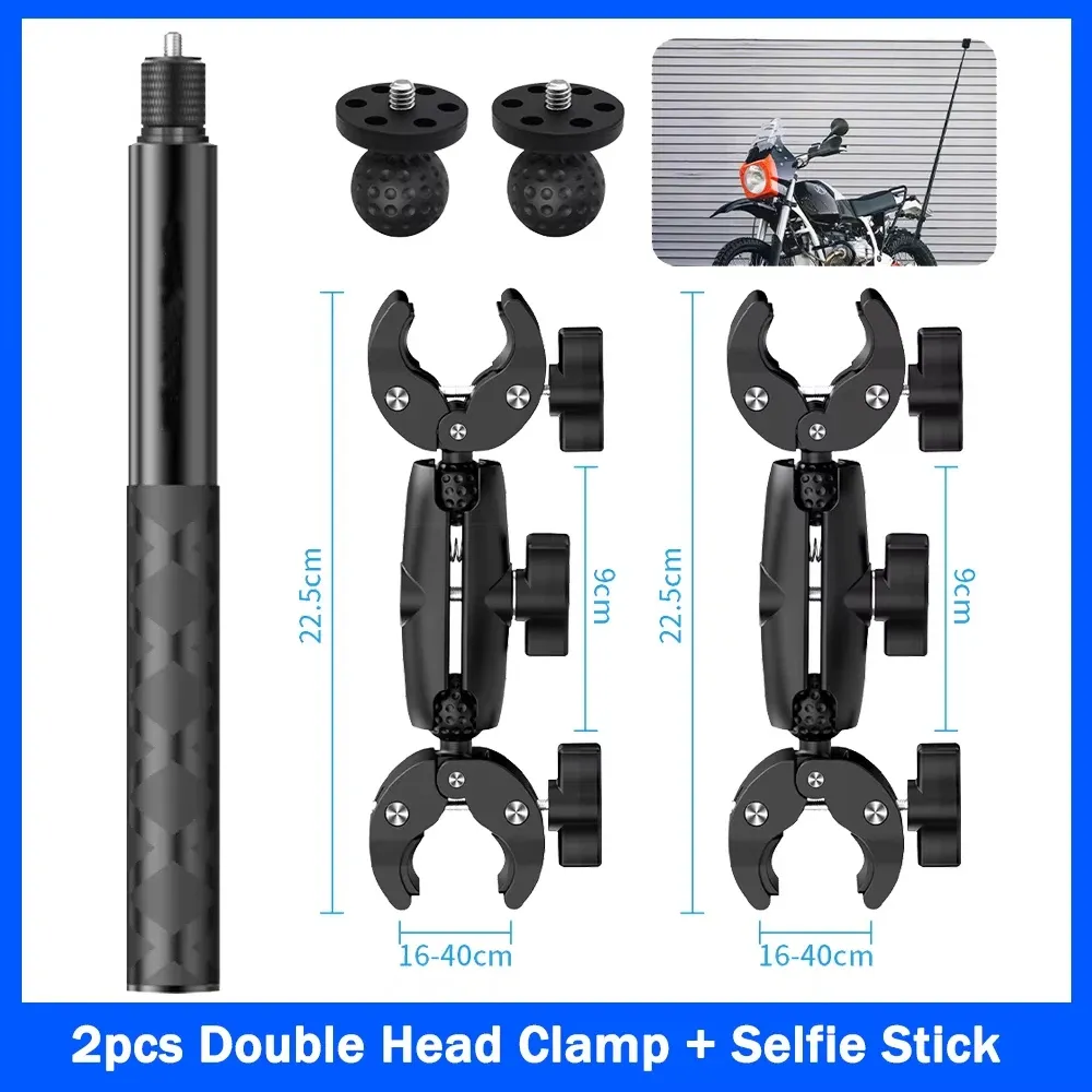 Support de moto pour Insta360 X2, X3, X4, X5 – Perche selfie et monopode pour guidon, kit d'accessoires 12