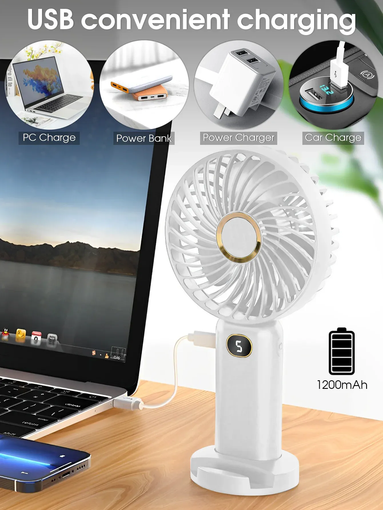 Ventilateur portatif, écran numérique