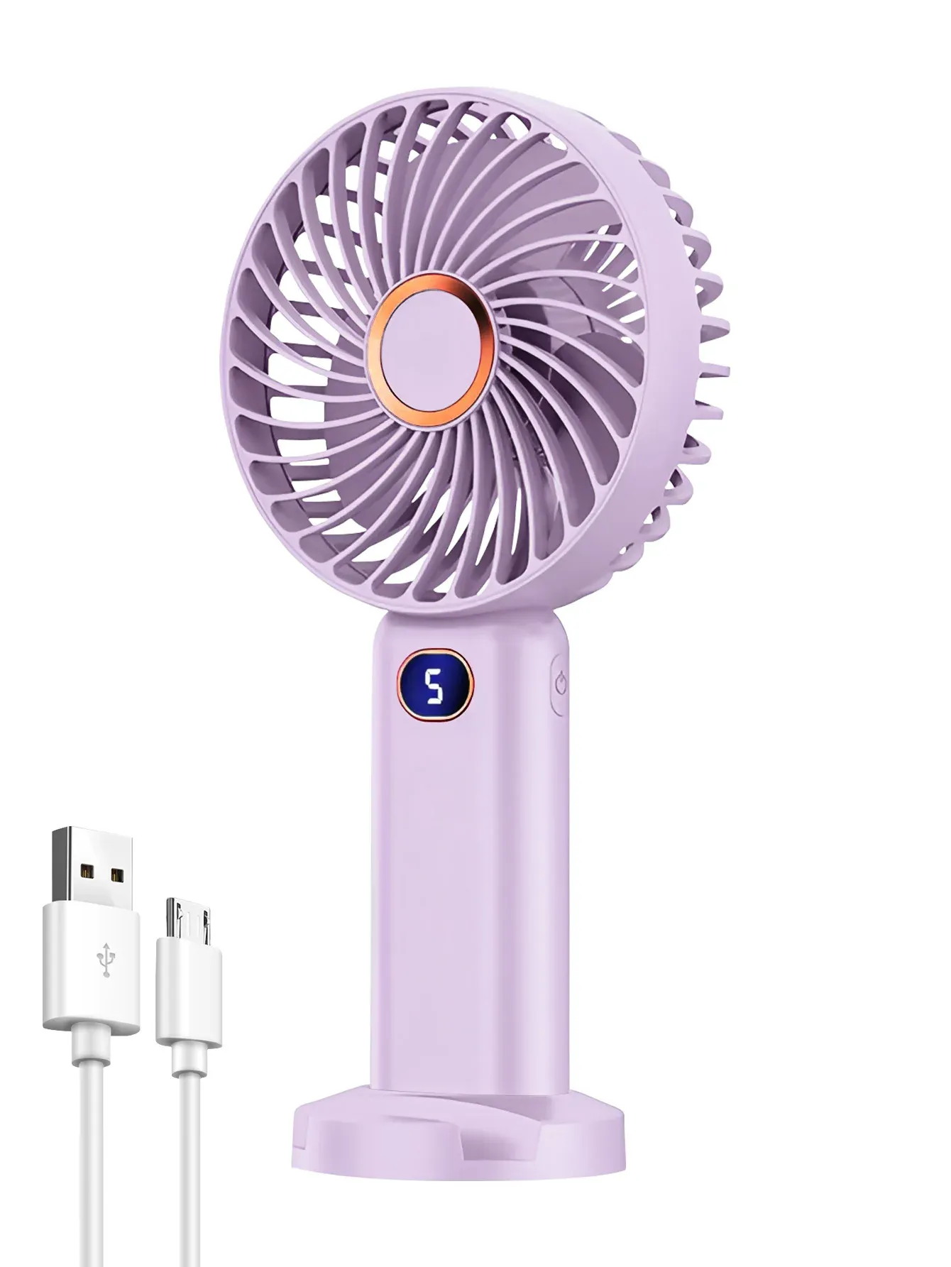 Ventilateur portatif USB rechargeable à affichage numérique, 5 vitesses, idéal pour les voyages, le bureau et la maison 9