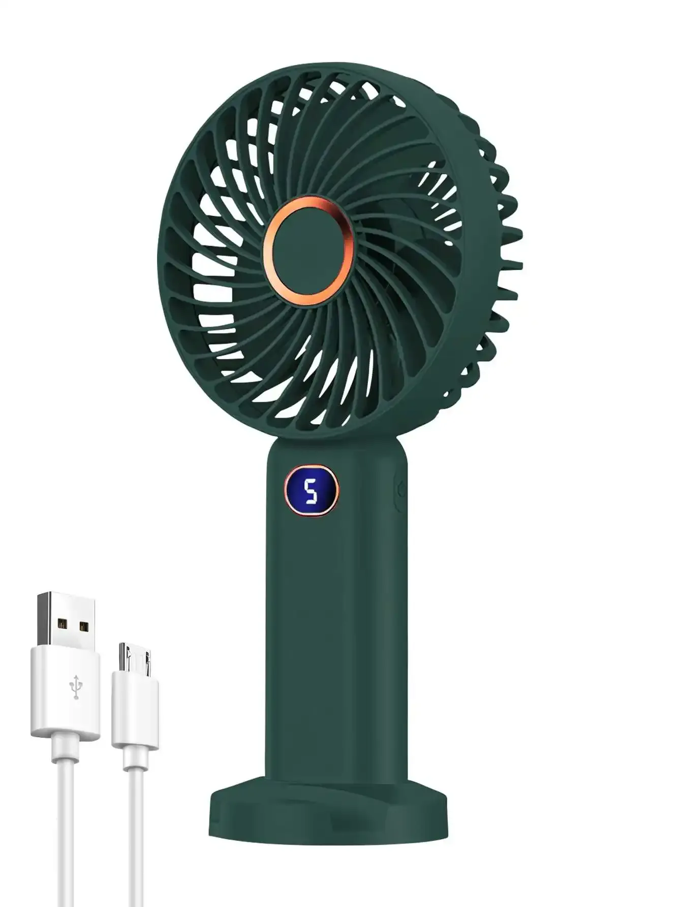 Ventilateur portatif USB rechargeable à affichage numérique, 5 vitesses, idéal pour les voyages, le bureau et la maison 13