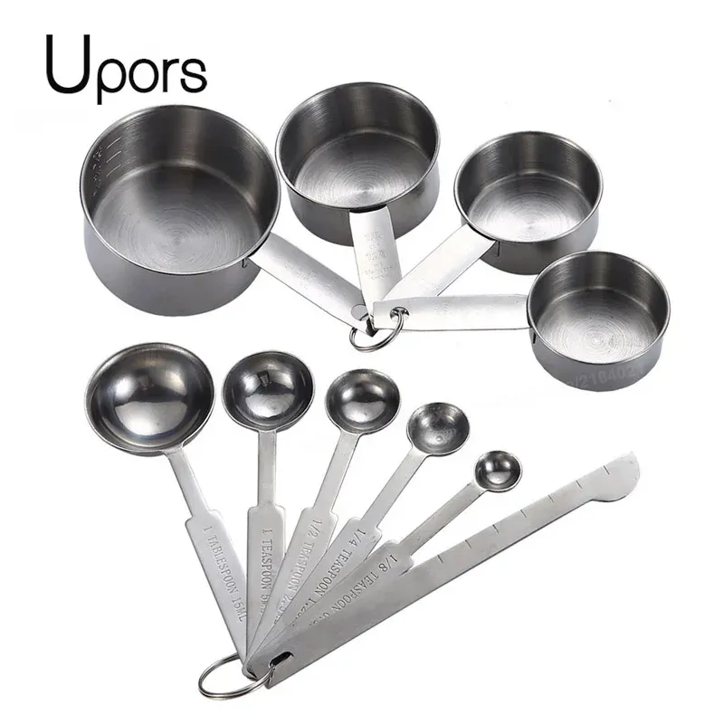 Tasses doseuses et cuillères doseuses empilables de qualité supérieure en acier inoxydable, ensemble de cuisine UPORS 2