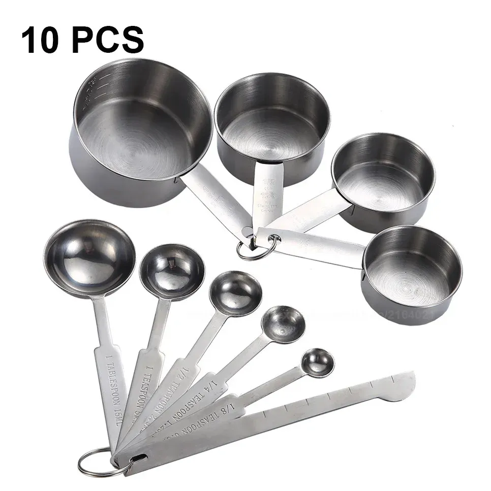 Tasses doseuses et cuillères doseuses empilables de qualité supérieure en acier inoxydable, ensemble de cuisine UPORS 9