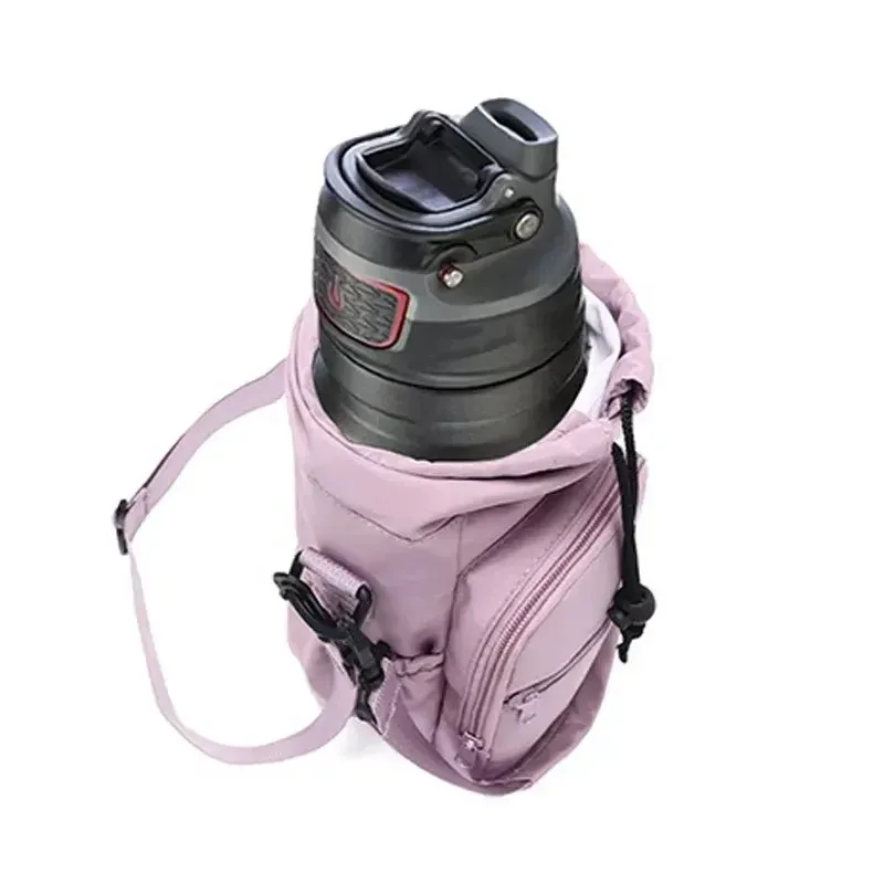 Sac porte-bouteille d'eau portable avec bandoulière réglable, housse isotherme et poche pour téléphone 2