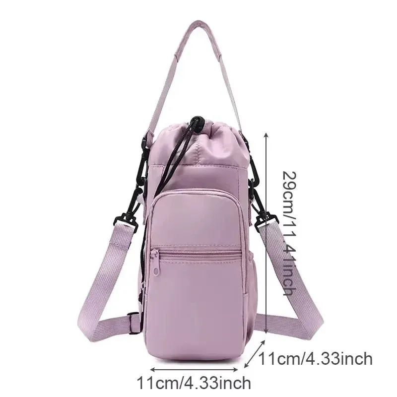 Sac porte-bouteille d'eau portable avec bandoulière réglable, housse isotherme et poche pour téléphone 6