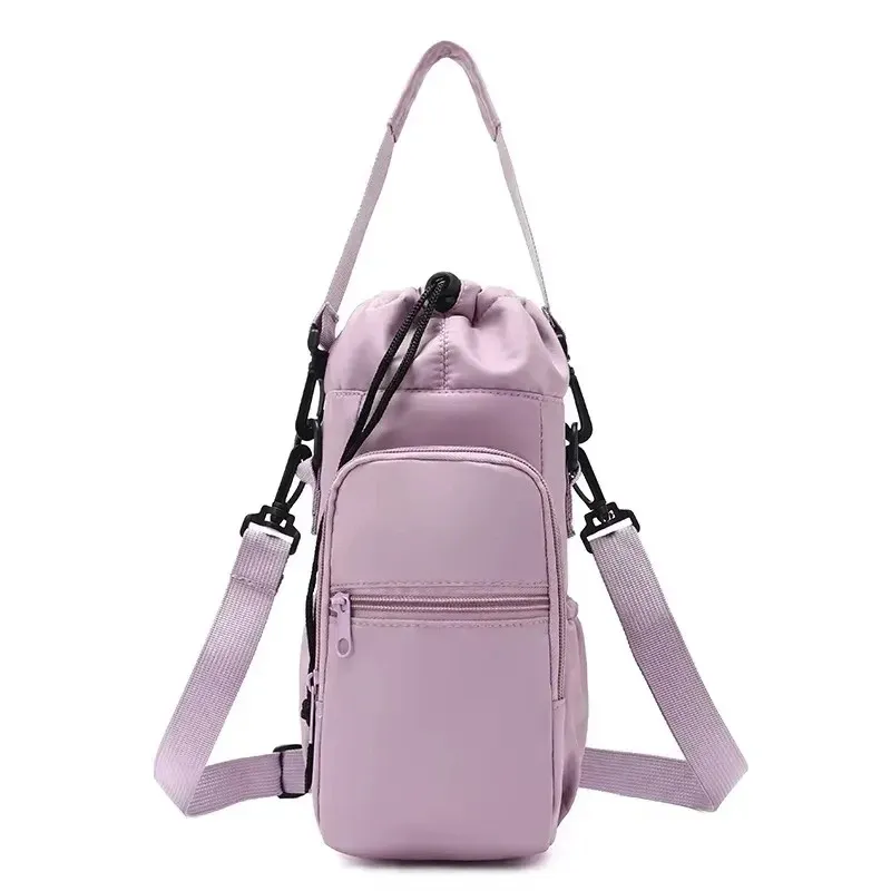 Sac porte-bouteille d'eau portable avec bandoulière réglable, housse isotherme et poche pour téléphone 8