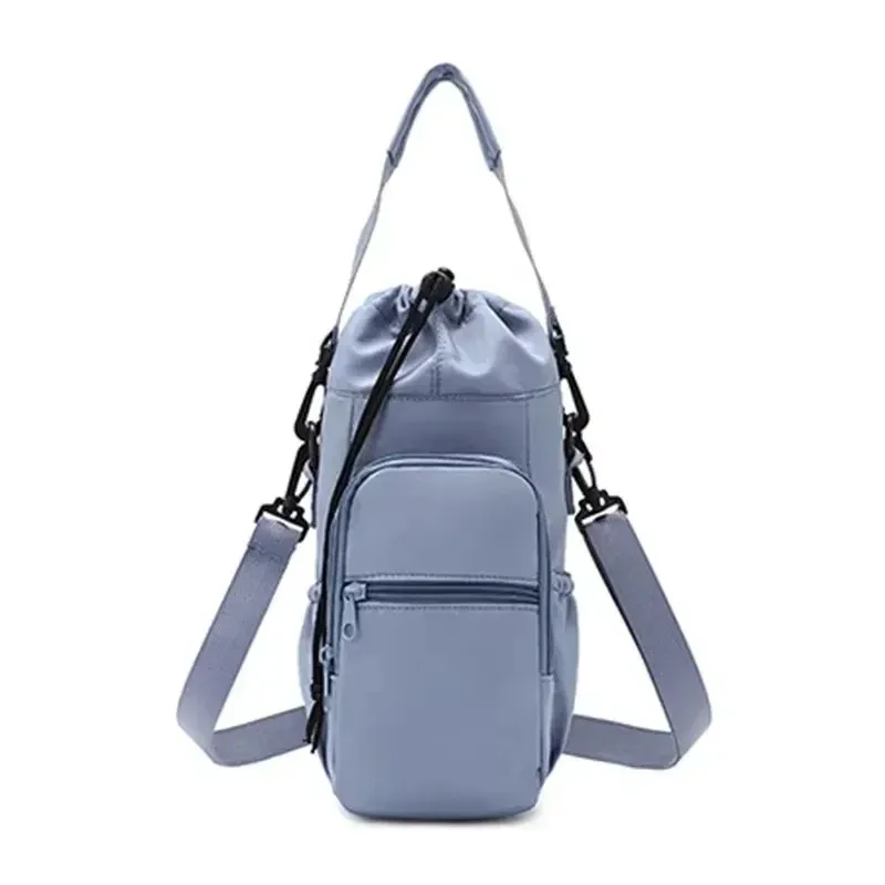 Sac porte-bouteille d'eau portable avec bandoulière réglable, housse isotherme et poche pour téléphone 9