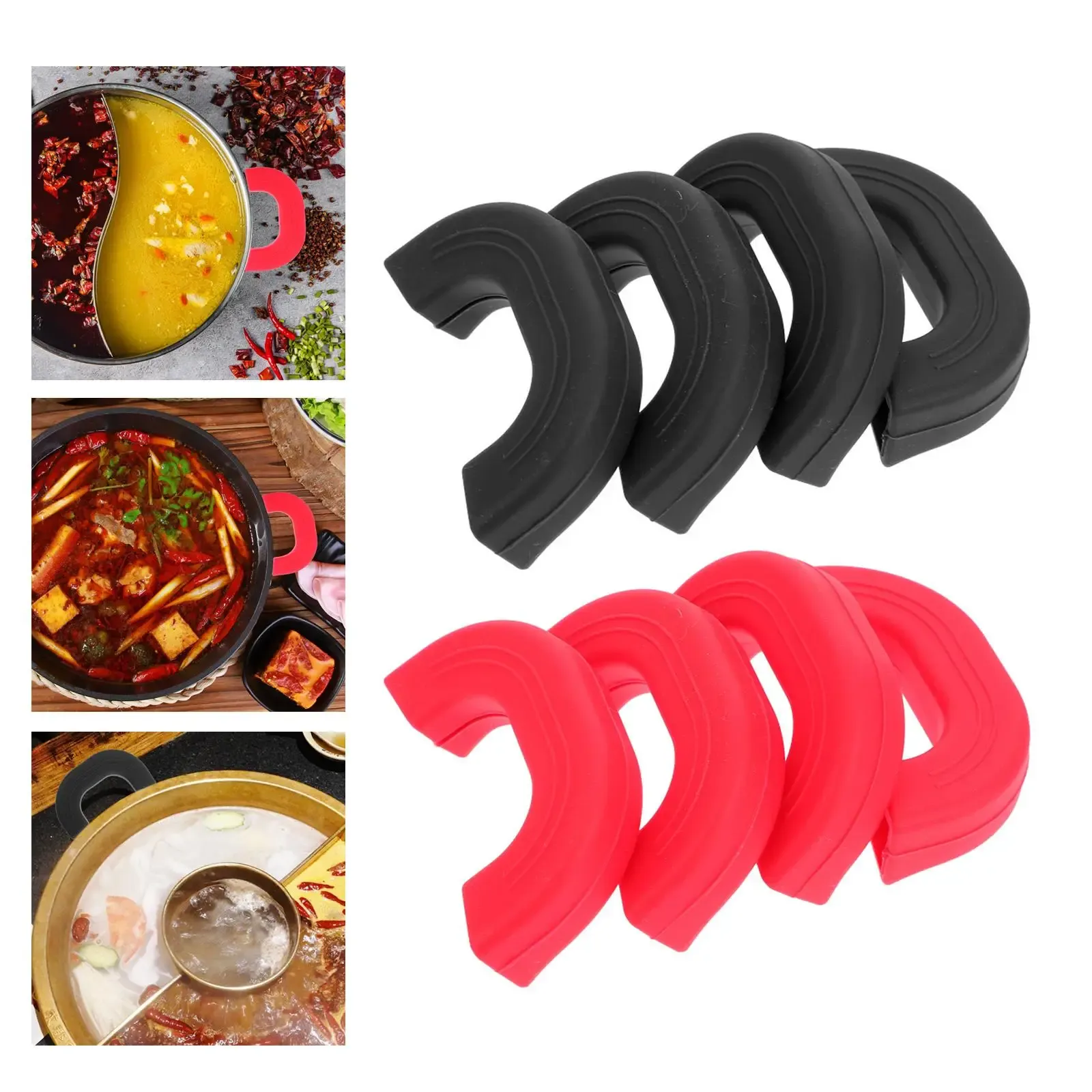Poignée de silicone pour poêles, poignée d'appoint, poignée pour casseroles chaudes, accessoires de cuisine, poêles à frire, lot de 4 2