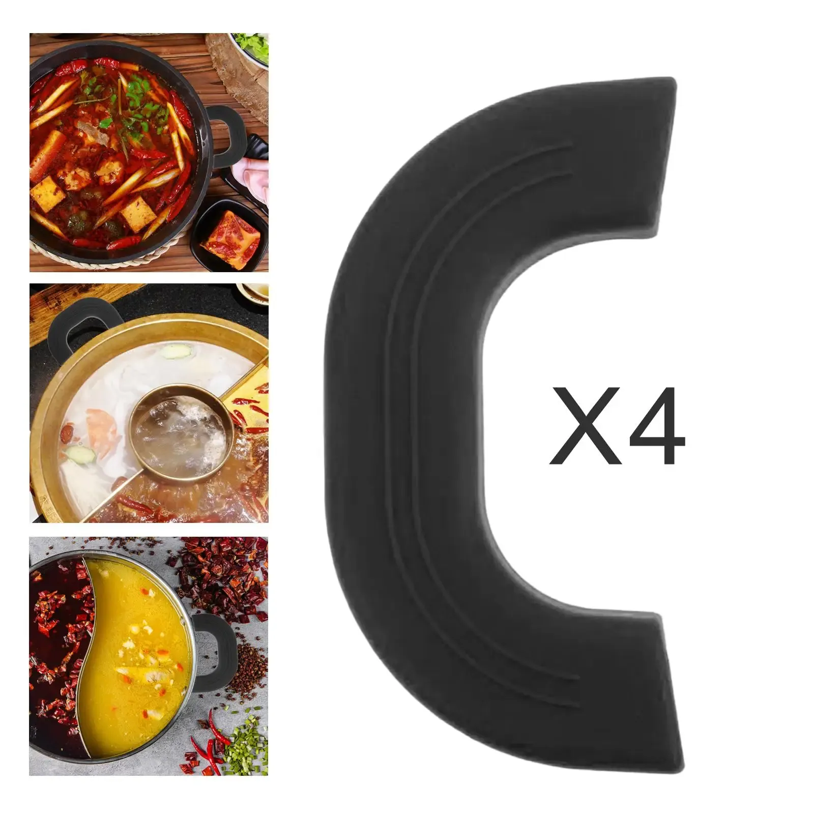 Poignée de silicone pour poêles, poignée d'appoint, poignée pour casseroles chaudes, accessoires de cuisine, poêles à frire, lot de 4 7