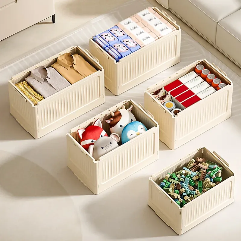 Boîte de rangement pliante multifonction, 1 pièce, conteneur organisateur pliable en plastique, boîte de rangement avec couvercle 2