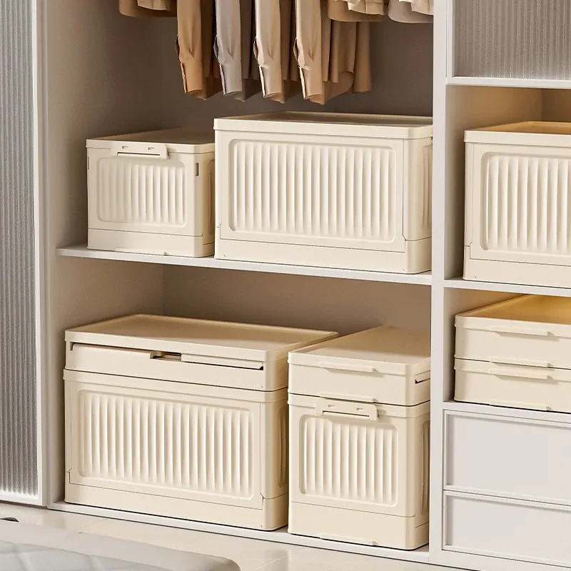Boîte de rangement pliante multifonction, 1 pièce, conteneur organisateur pliable en plastique, boîte de rangement avec couvercle 4