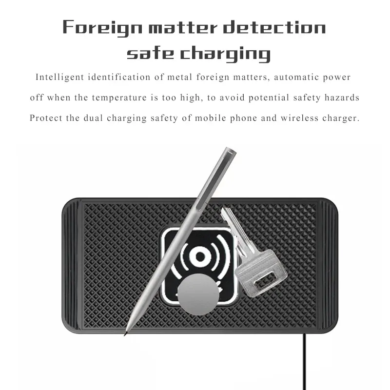 Chargeur de voiture sans fil 15 W Qi, antidérapant, compatible Android et iPhone 11 à 14 4
