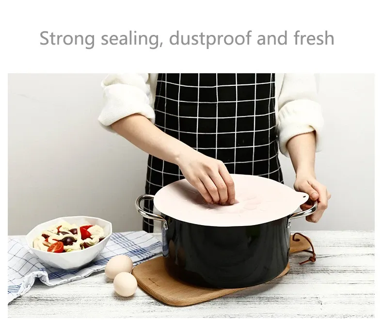 Couvre-plat universel en silicone, compatibilité avec les récipients