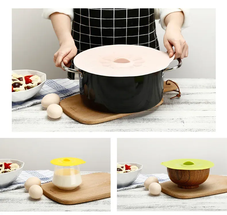 Couvre-plat universel en silicone, détails de finition
