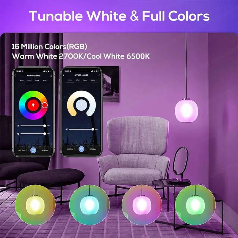 Ampoule connectée Wi-Fi TUYA B22 (culot à baïonnette) avec Bluetooth, LED RGB, 220 V, compatible Alexa et Google Assistant, programmation et gestion de groupes via application 4