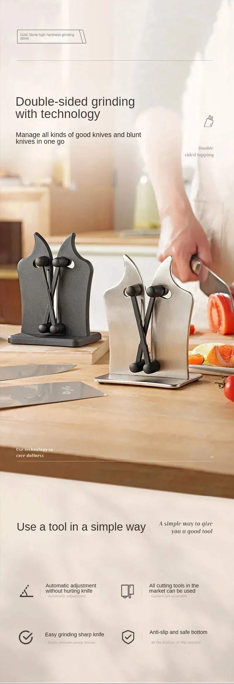 Affûteur de couteaux en cuisine professionnelle