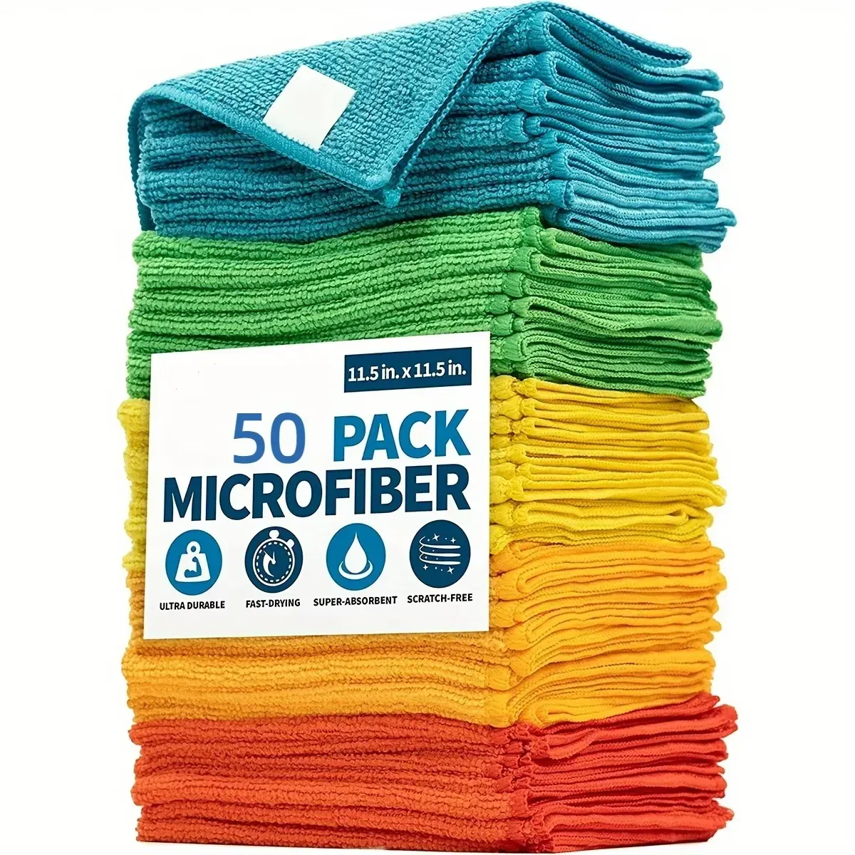 5/10/20/50 chiffons en microfibre, lavette de nettoyage absorbante et durable pour cuisine et salle de bain 15