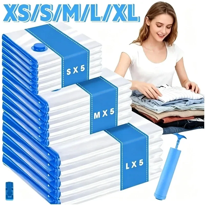 Sacs de rangement sous vide avec pompe, sacs de compression pour couettes, vêtements, oreillers, literie et couvertures, organisateur de rangement gain de place