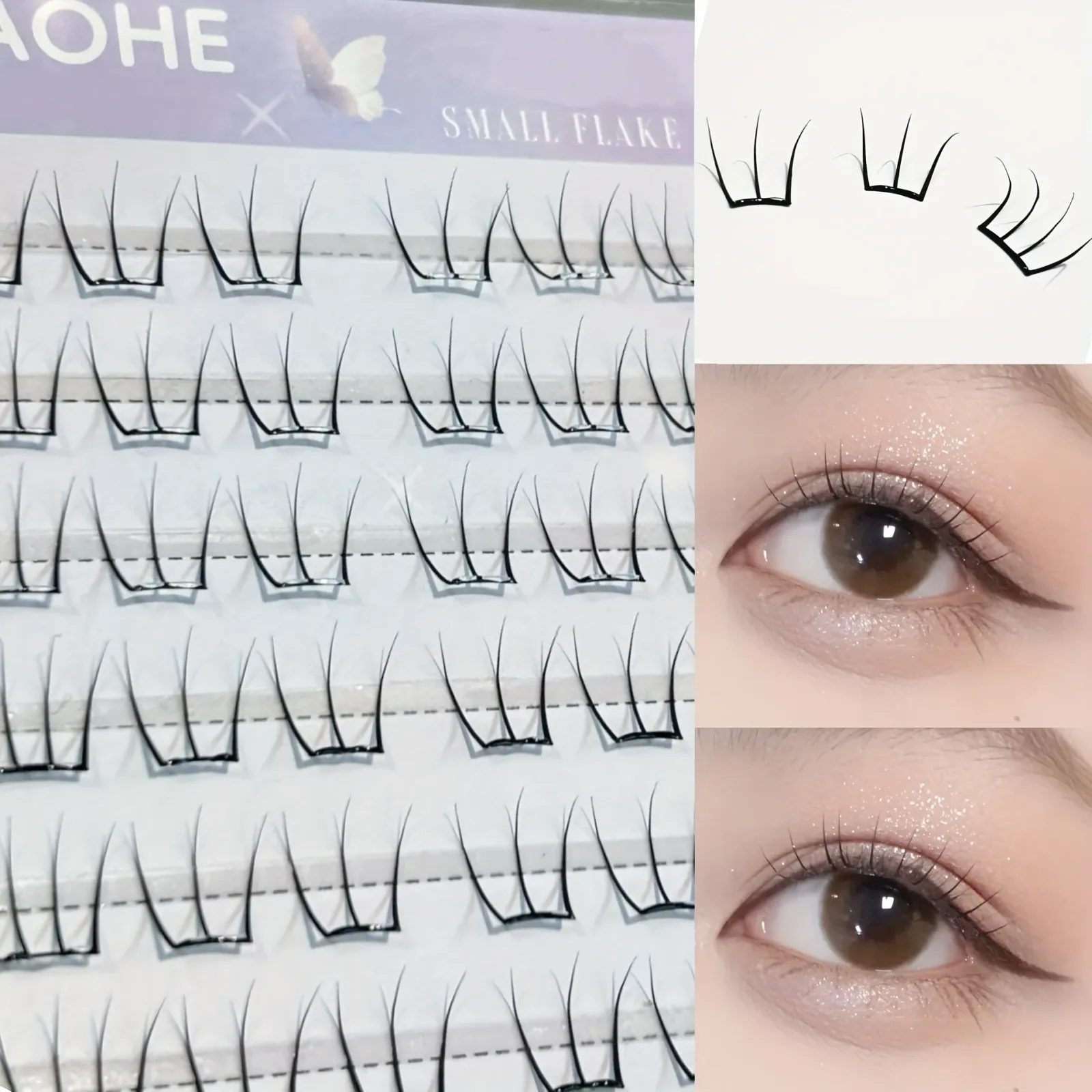 Cils autocollants segmentés naturels pour débutants