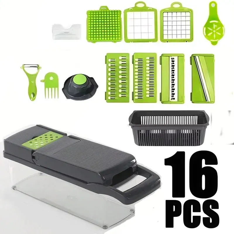 Hachoir de cuisine portable multifonctionnel, coupe-légumes, râpe à pommes de terre et carottes, robot culinaire domestique pour fruits et légumes 6