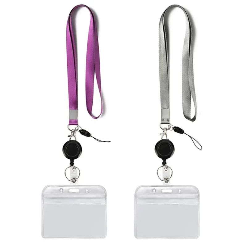 Porte-badge d'identification avec cordon rétractable, porte-badge nominatif, étui pour carte de crédit bancaire et carte de bus avec cordon 3