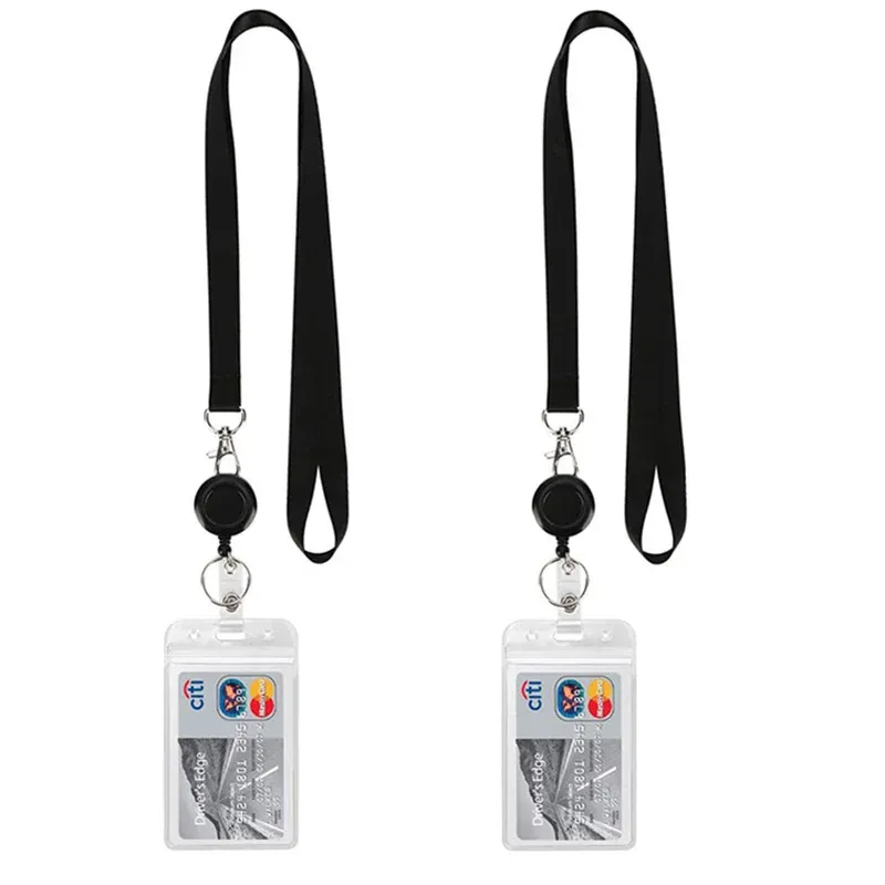Porte-badge d'identification avec cordon rétractable, porte-badge nominatif, étui pour carte de crédit bancaire et carte de bus avec cordon 2