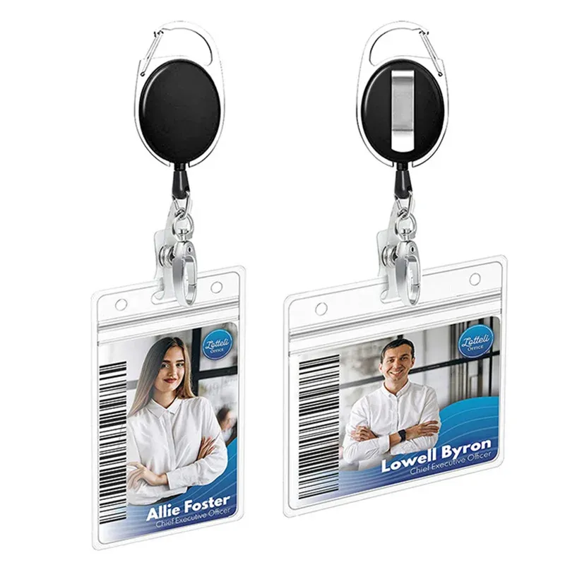 Porte-badge d'identification avec cordon rétractable, porte-badge nominatif, étui pour carte de crédit bancaire et carte de bus avec cordon 4