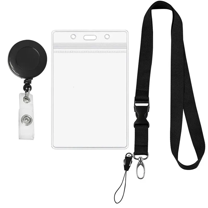 Porte-badge d'identification avec cordon rétractable, porte-badge nominatif, étui pour carte de crédit bancaire et carte de bus avec cordon 9