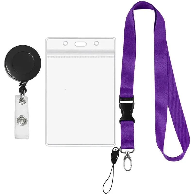 Porte-badge d'identification avec cordon rétractable, porte-badge nominatif, étui pour carte de crédit bancaire et carte de bus avec cordon 8