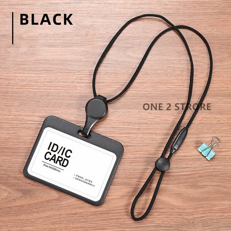 Porte-badge d'identification avec cordon rétractable, porte-badge nominatif, étui pour carte de crédit bancaire et carte de bus avec cordon 15