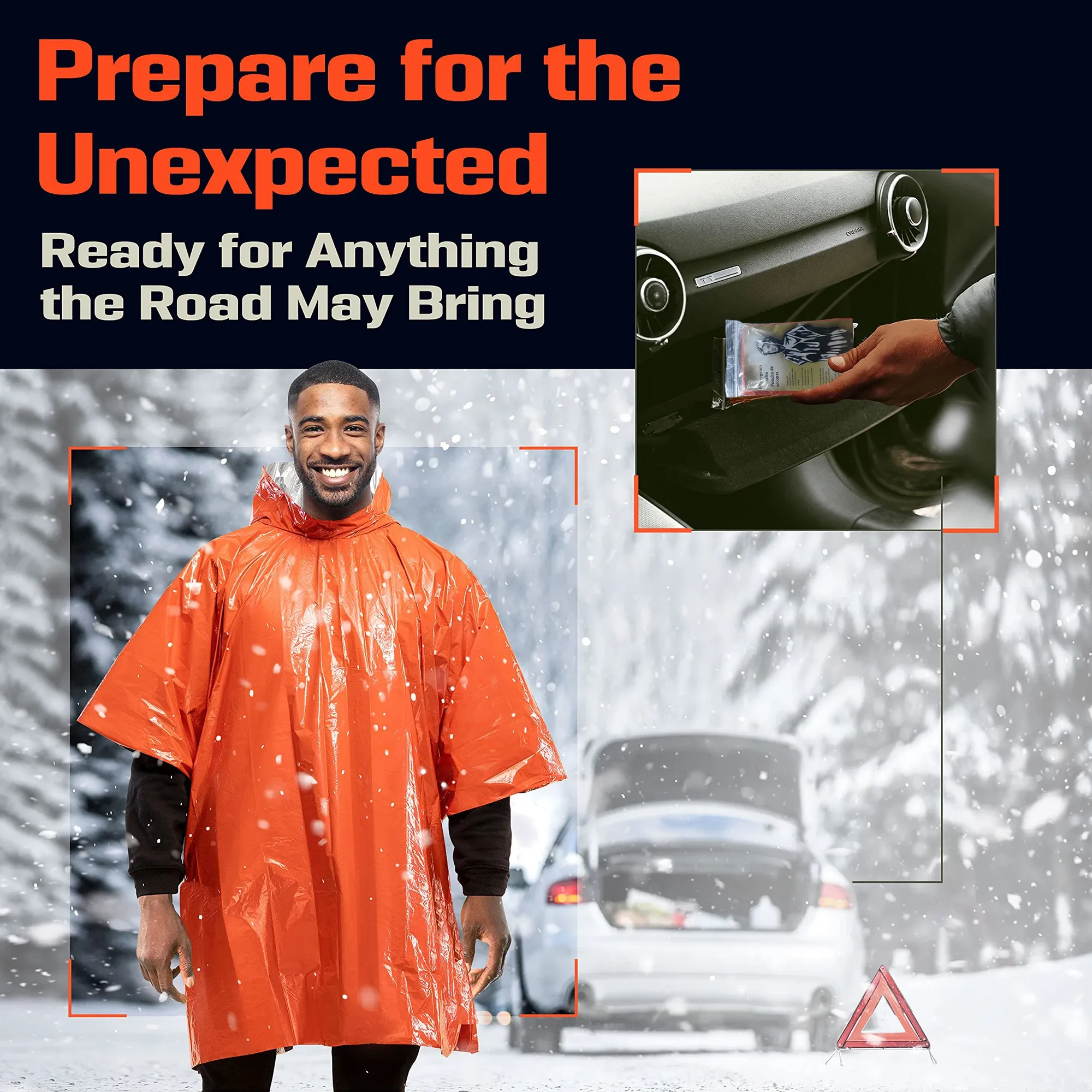 Poncho de pluie d'urgence à capuche en PE, imperméable et chaud, avec doublure en aluminium, couverture de survie pour le camping 5
