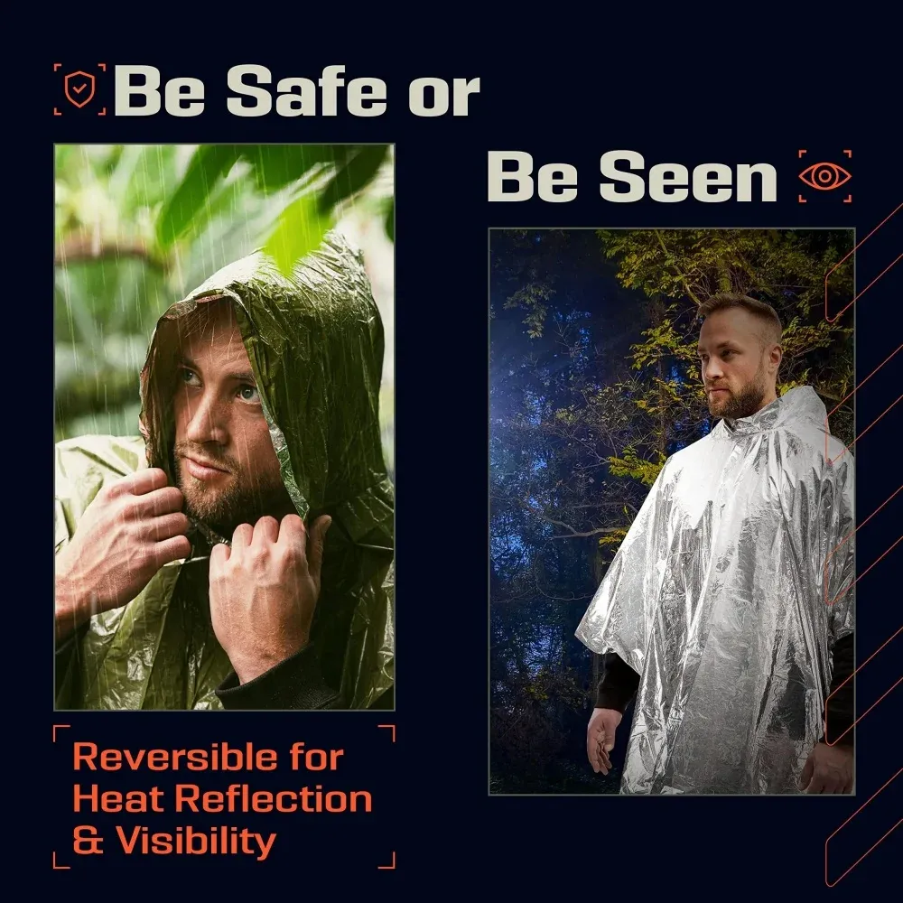 Poncho de pluie d'urgence, polyvalence et praticité