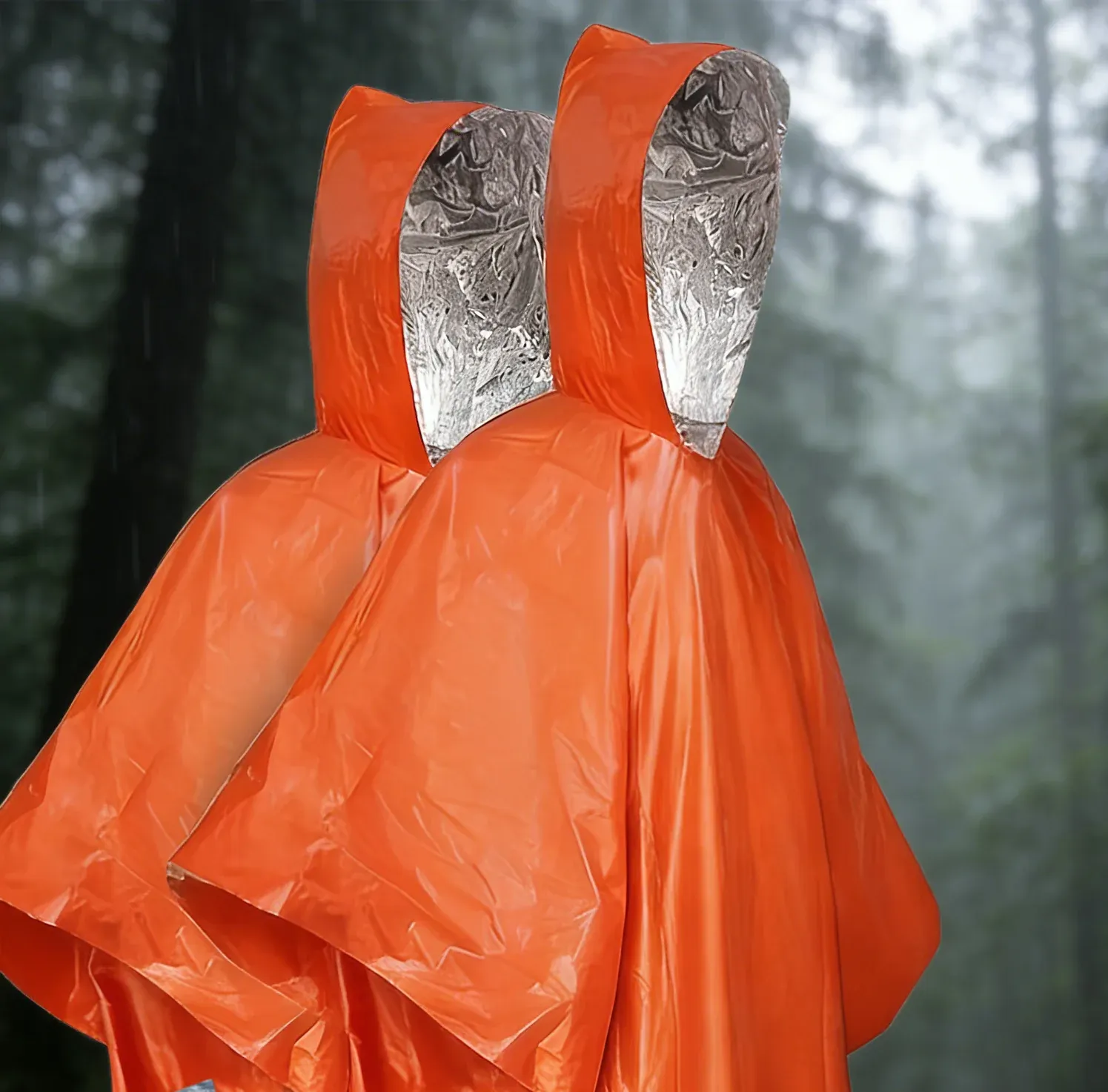 Poncho de pluie d'urgence à capuche en PE, imperméable et chaud, avec doublure en aluminium, couverture de survie pour le camping 10