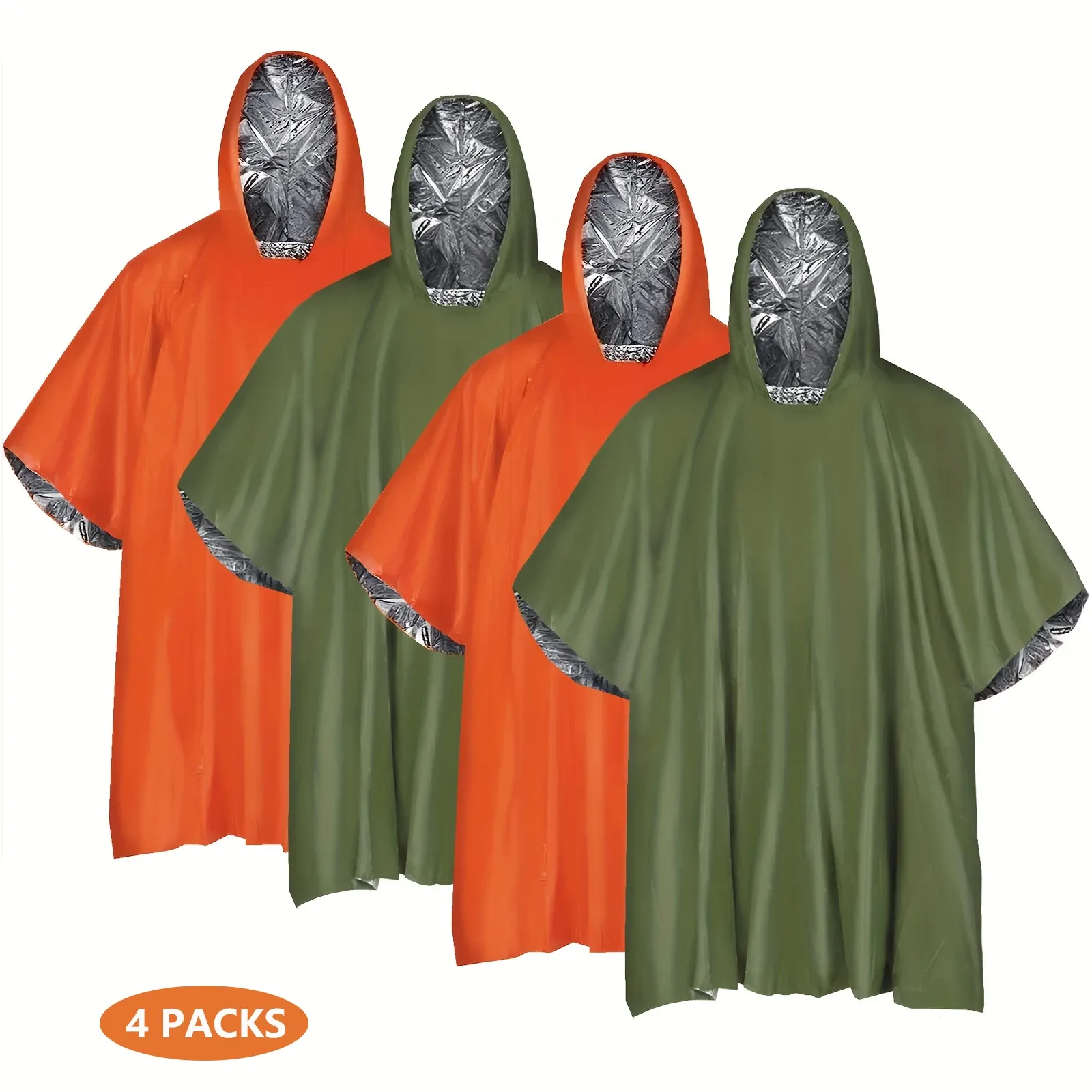 Poncho de pluie d'urgence à capuche en PE, imperméable et chaud, avec doublure en aluminium, couverture de survie pour le camping 7