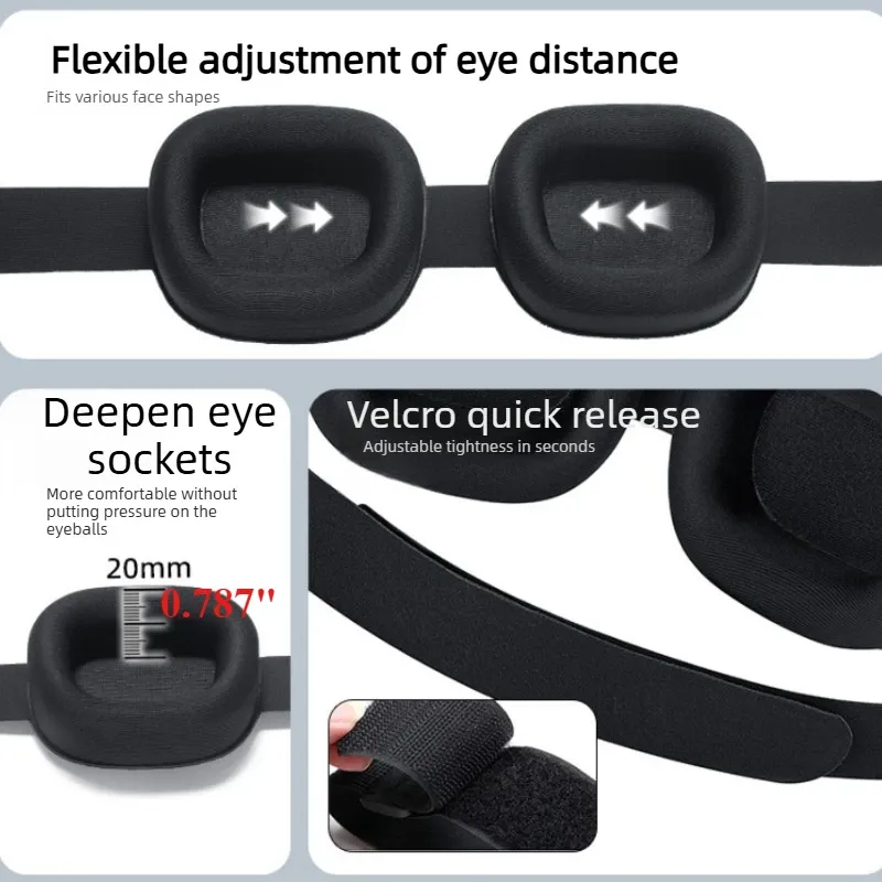 Masque de sommeil 3D réglable pour les yeux 7